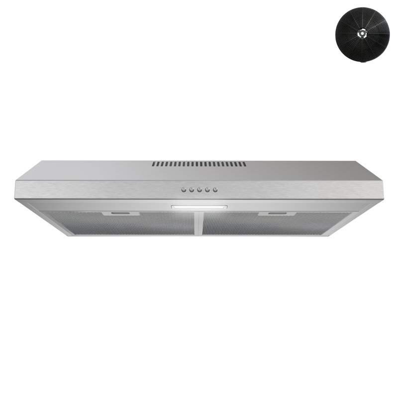 Streamline 30 In. T-3727-1-CL Vinadio Convertible Undermount 80 CFM Range Hood In Brushed Stainless Steel With Mesh Filters, Push Button Control, LED Light