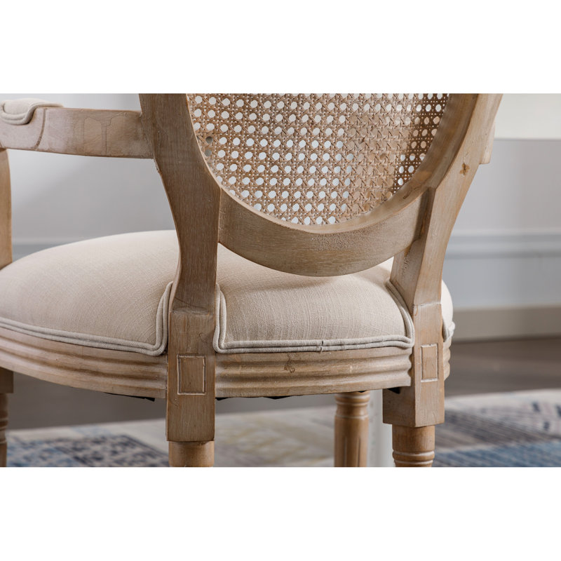 2 French Vintage Beige Armchair. Upholstered Fabric Chair With Breathable Back. 100% Quality. Comfortable Foam Filling. Rubberwood Frame. Country Weathered Flair Dining Armchairs ( Of 2). Ventilated