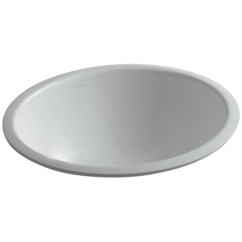 Caxton Ceramic Oval Undermount Bathroom Sink, Ice Grey