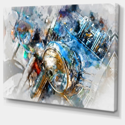 « motocyclette phare aquarelle », impression sur toile tendue
