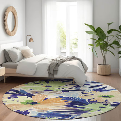 Machine Washable Indoor/Outdoor Claudian ACN1484 Navy Rug