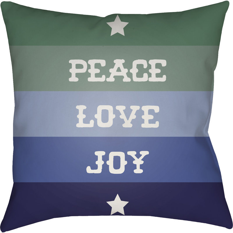 Stripe Indoor/Outdoor Throw Pillow, 18" H x 18" W x 4" D, Blue / Green / White