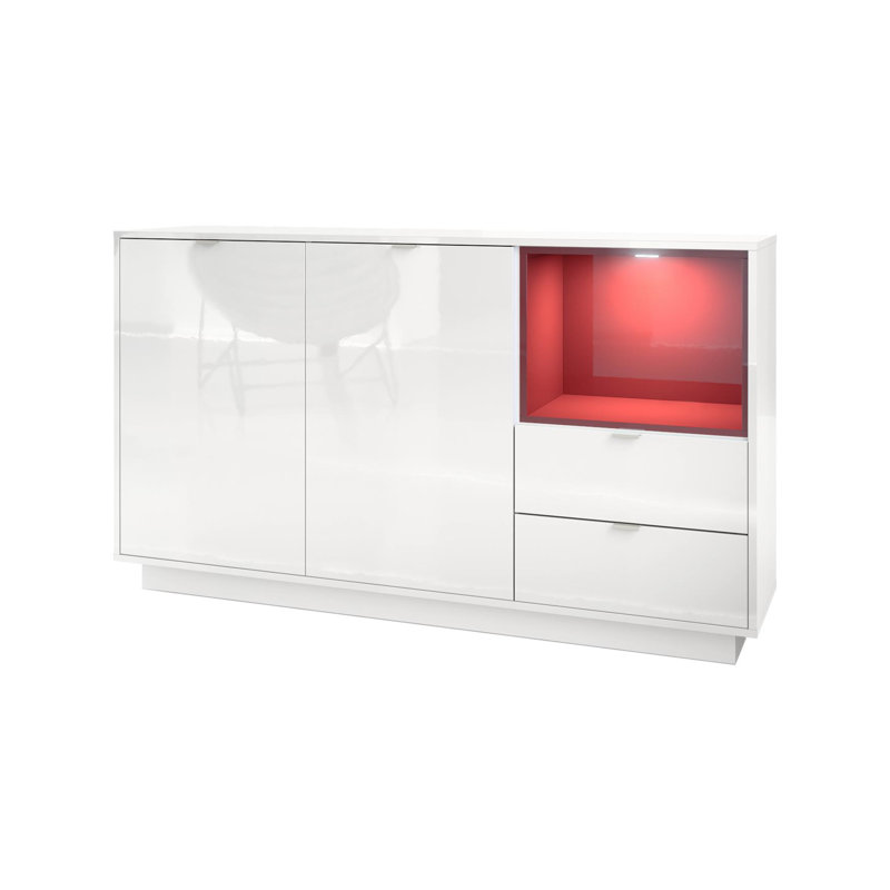 Mcclung 153cm Sideboard, Yes, White (glossy)/Burgundy (glossy)