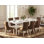 9 Piece Dining Table Set Includes a Rectangle Dining Room Table with Butterfly Leaf and 8 Brown Linen Fabric Parson Chairs, 42x78 Inch, Linen White