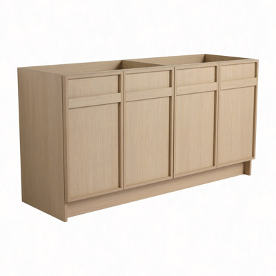 Meuble-lavabo autoportant 60 po et 4 portes d'armoire à fermeture en douceur (emballage KD) - sans le lavabo