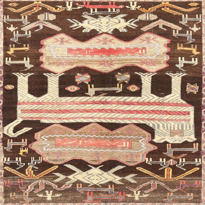 Tapis traditionnel brun clair, Carré 3 pi