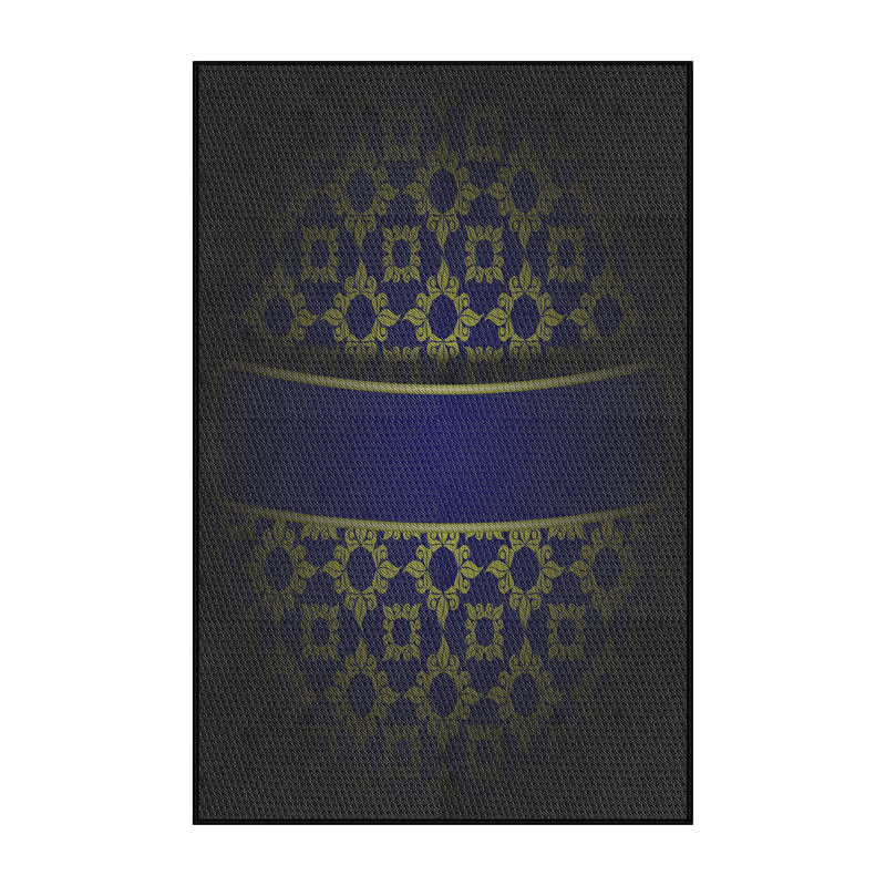 Tapis décoratif bleu Damas elle-mai, Rectangle 5 pi x 7 pi