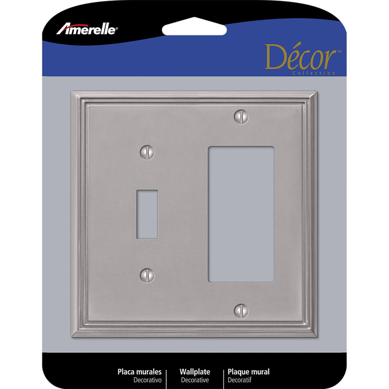 Amerelle Metro Gray 2 gang Die-Cast Metal Decorator/Toggle Wall Plate 1 pk