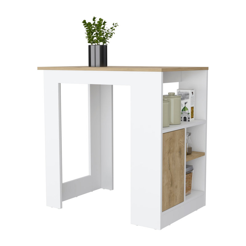 Aurora Kitchen Island With Open Compartment And Cabinet