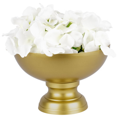 Vase en métal doré à piédestal rond moderne et minimaliste, idéal pour centre de table, 6 po x 4,25 po
