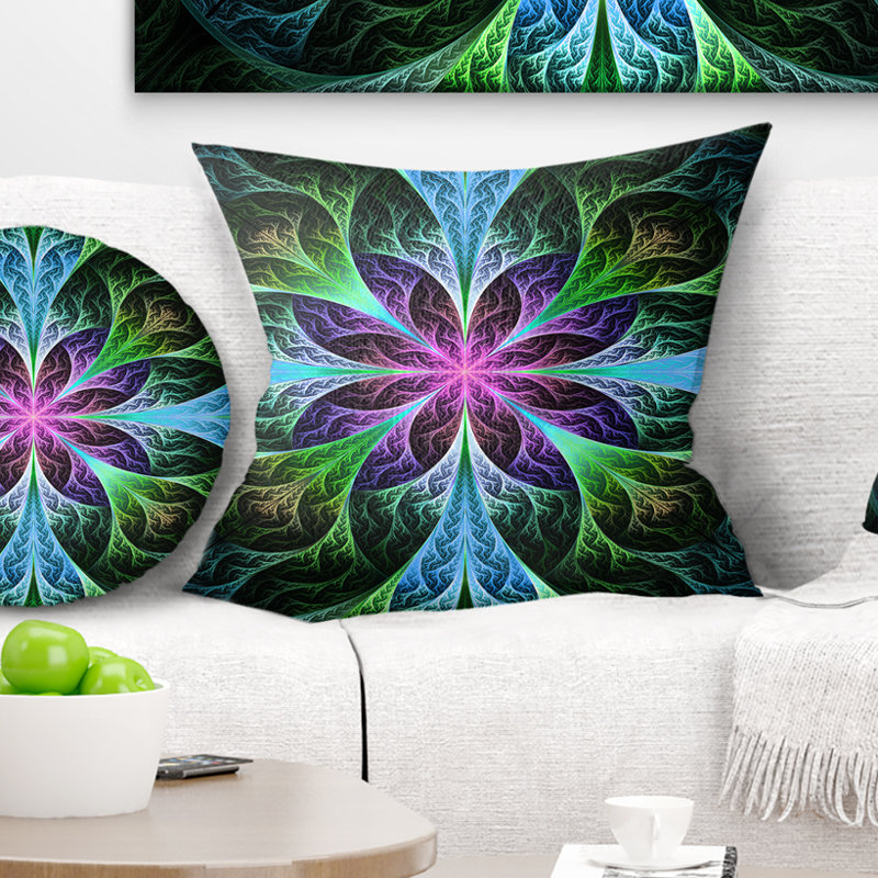 Oreiller à motif floral à motif fleur brillant, 18 po x 18 po, Coussin décoratif
