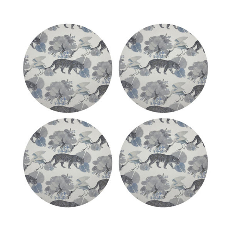 Leopard Walk Pebble 16" Vinyl Placemat, Powder