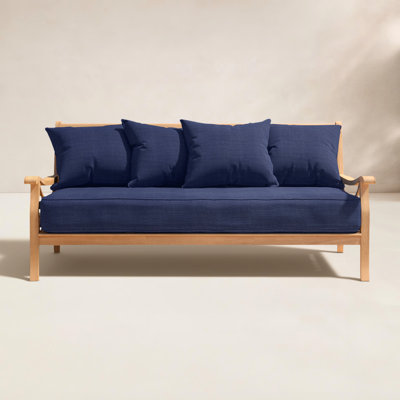 Brunswick 79" Wide Outdoor Teak Patio Daybed with Cushions