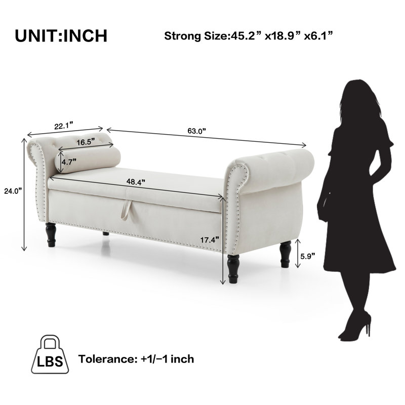 Chaise longue avec accoudoirs capitonnés Dejonnae, Velours beige