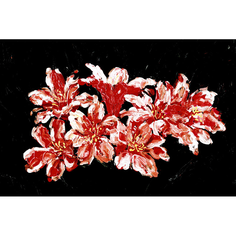 Fleurs sur fond noir - impression sur toile tendue, H 8 po x l 12 po