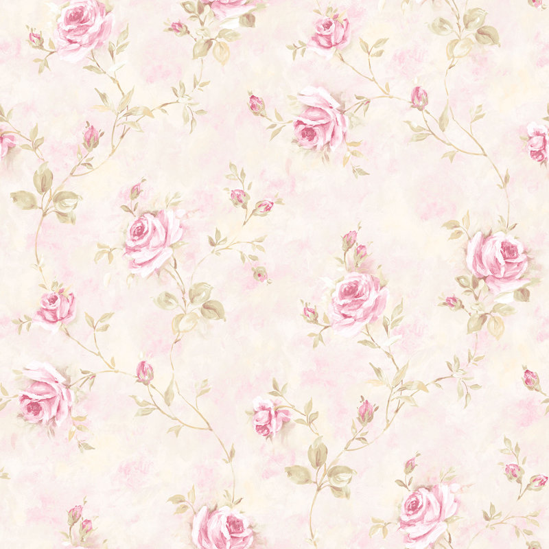 Makaila 10m x 53cm Matte Wallpaper Roll, Cream/Pink
