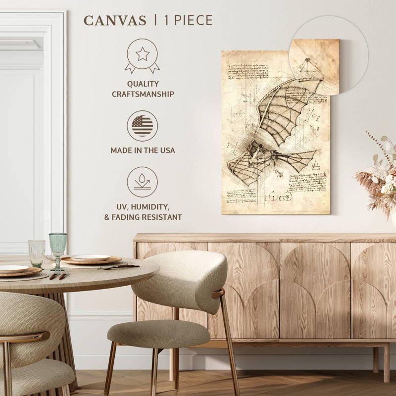 Mehar Flying Machine Leonardo Da Vinci, 39" H x 26" W