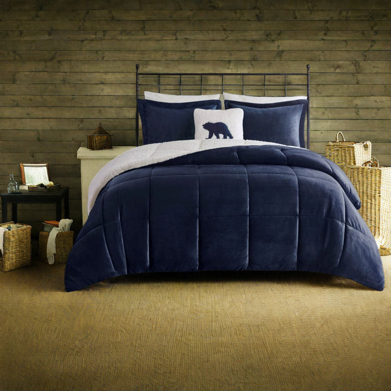 Ensembles de literie pour très grand lit, édredon moelleux en sherpa en polyester ultra-doux, conception de style chalet pour des nuits douillettes