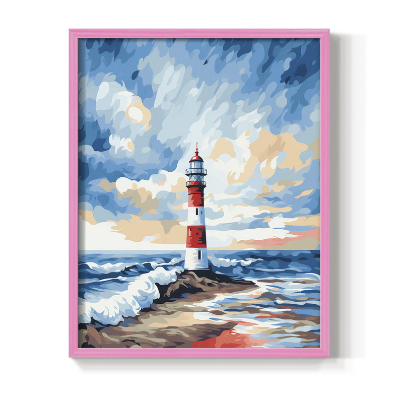 NAUTICAL Series DXXXI Framed Print - Solid Wood, Pink, 11" H x 9" W