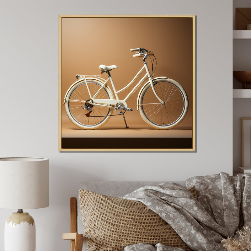 Vélo ivoire sur toile, H 24 po x l 24 po x P 1 po, Cadre naturel flottant