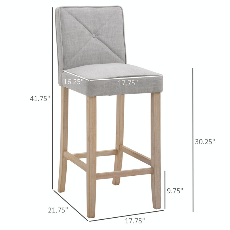 Ensemble de 2 tabourets de cuisine rembourrés à hauteur de bar Modern