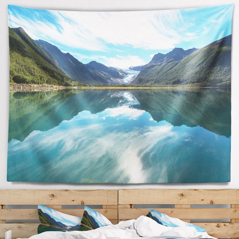 Tapisserie glacier en norvège paysage svartisen, H 32 po x l 39 po