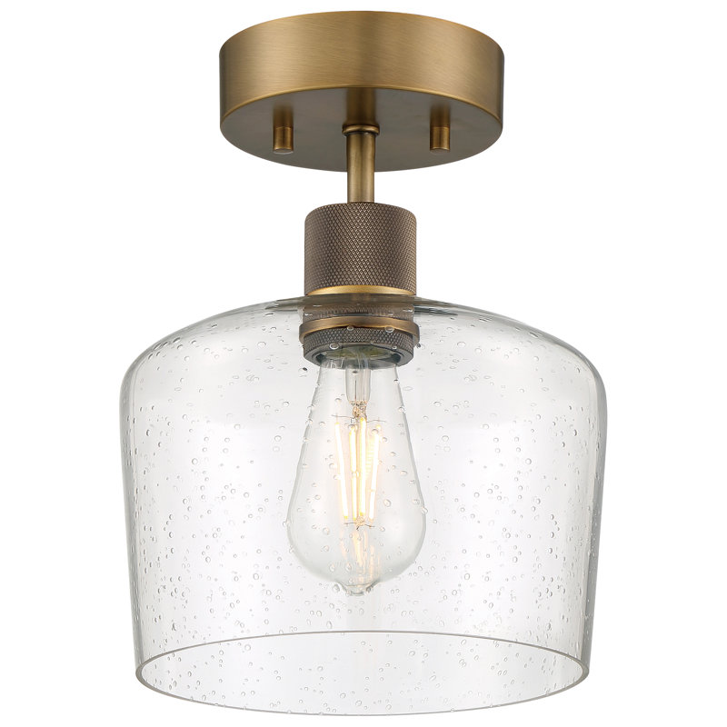 Southglenn Glass Semi Flush Mount, Antique Brushed Brass