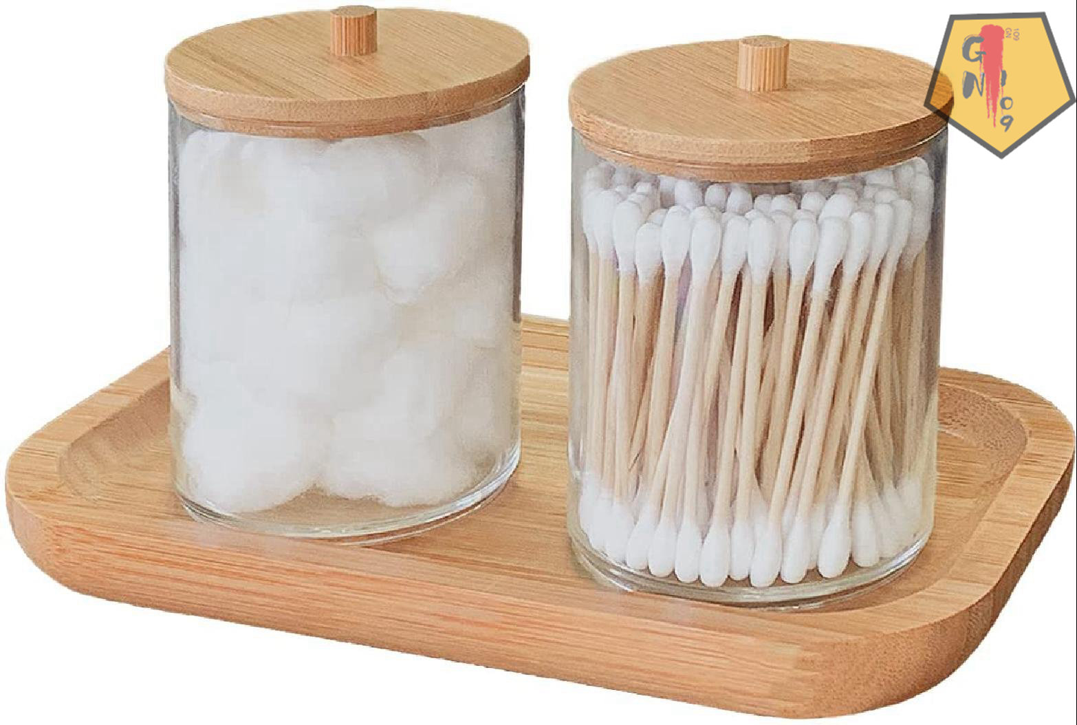 Cotton Swab Holder With Bamboo Lid Tray Cotton Ball - Temu