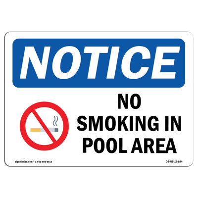 Panneau en aluminium 12 x 18 «Non-fumeur dans la piscine»