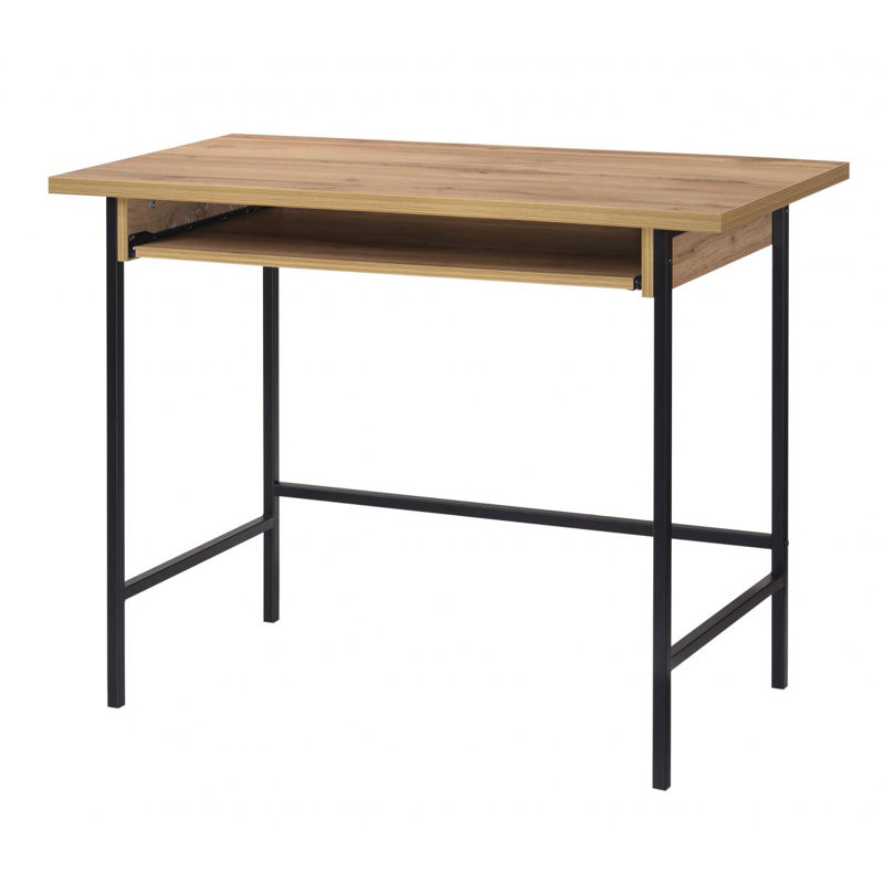 Bremond Block Metal Base Writing Desk with Power Outlet