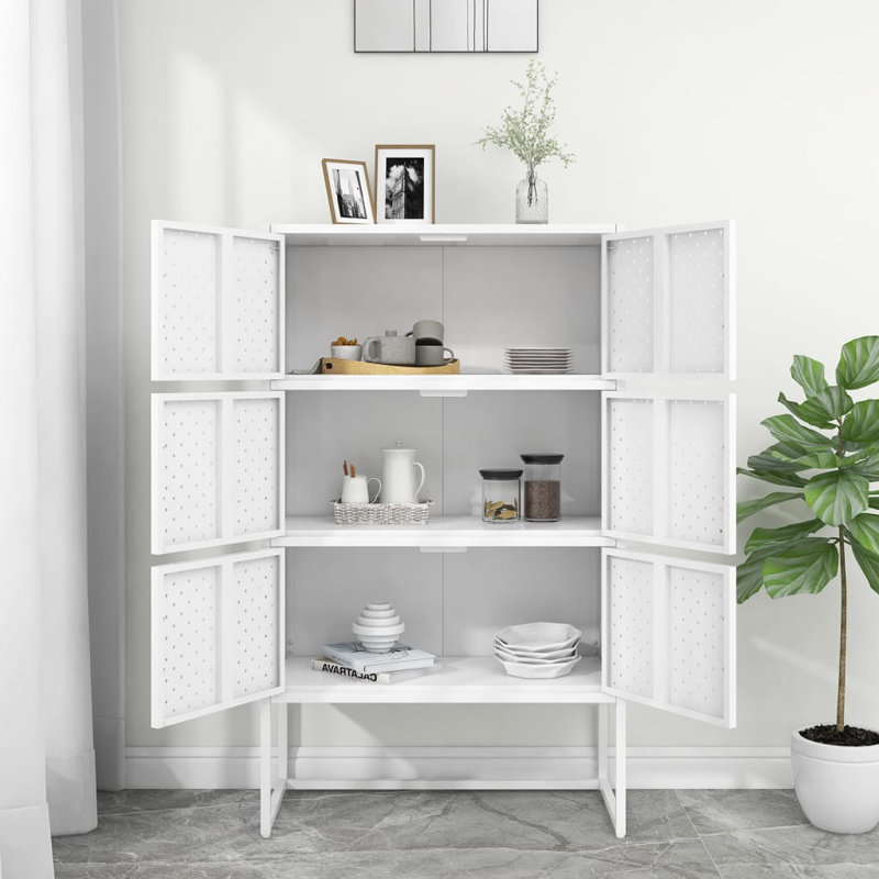 Darril Storage Cabinet Sideboard Cabinet for Entryway Bedroom Office Steel, White