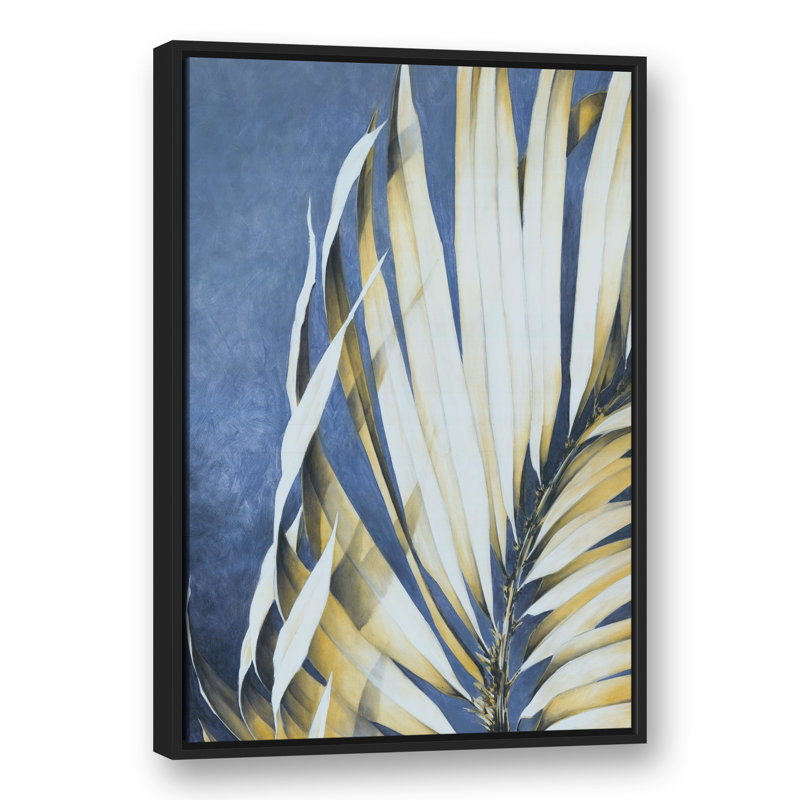 Feuilles de palmier sur fond bleu, H 37,75 po x l 25,75 po