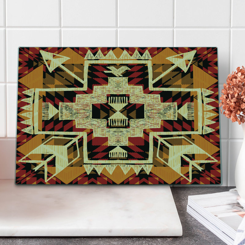 Planche à découper rétro Ambesonne grande taille boho plante orange jaune rouge