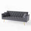 Canapé-lit moderne convertible pliable de 72 pouces de style rétro américain capitonné, fabriqué en velours gris, convenant aux petits salons, chambres et bureaux. Couleur grise