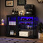 Bar, armoire à vin, crédence de rangement pour boissons alcoolisées, buffet avec porte-bouteilles et porte-verres à pied, avec support UAB, support en métal, placé dans les bars familiaux, les couloirs, les salons, couleur: gris + fil de soie