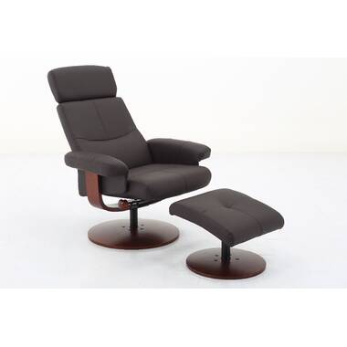 Kebe Palma Balder Black Leather Recliner Chair with Footrest