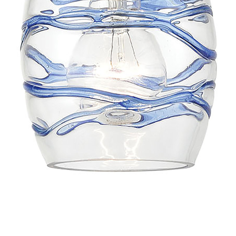 Luminaire suspendu 1 lumière de 5 po Vines - Nickel satiné avec verre bleu, Clair, Oui