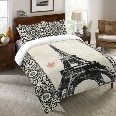 Eiffel Tower Modern & Contemporary Cotton Machine Woven Duvet Cover