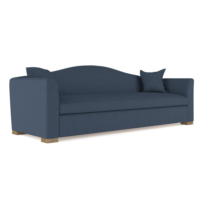 Horatio Camelback Taper Curved-Arm Sofa, 33" H x 84" W x 40" D, Weathered, Box Weave Linen Bluebell