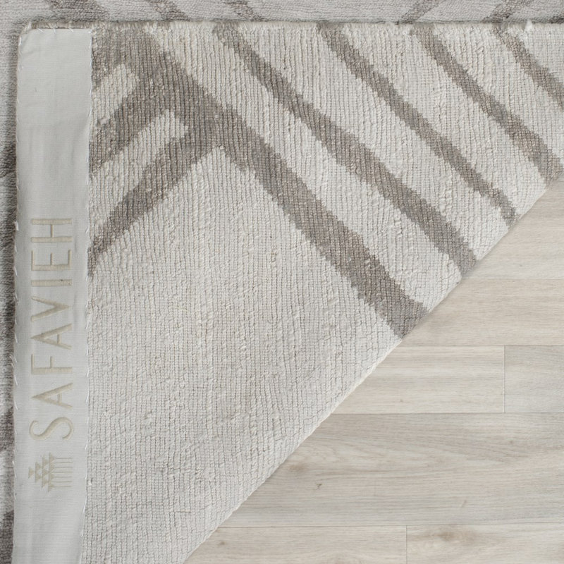 Tapis gris en viscose / coton noué à la main Calynne, Rectangle 9 pi x 12 pi