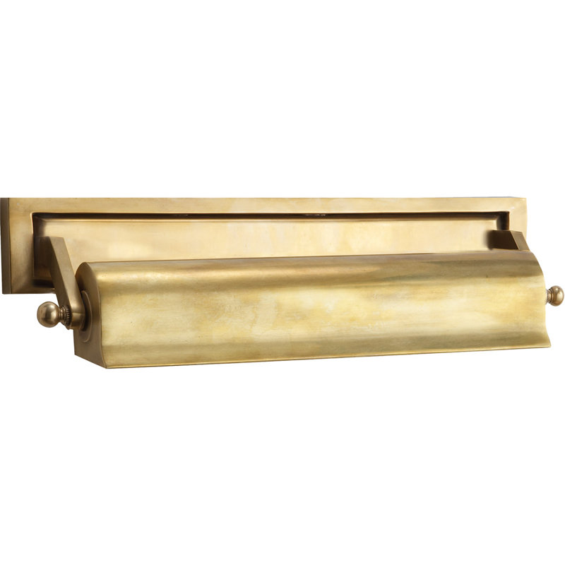 Thomas O'Brien Library Picture Light, Hand-Rubbed Antique Brass, 4" H x 16" W x 5" D