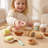 17-Piece Wooden Bakery Food Playset with Pastries, Coffee and Shopping Bag for Pretend Kitchen and Cafe Play