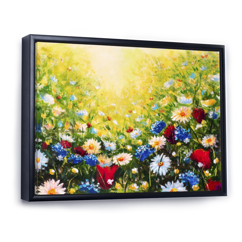 Sunlight Flowers Dossiers - Reproduction sur toile avec cadre flottant, H 8 po x l 12 po x P 1 po, Cadre flottant noir