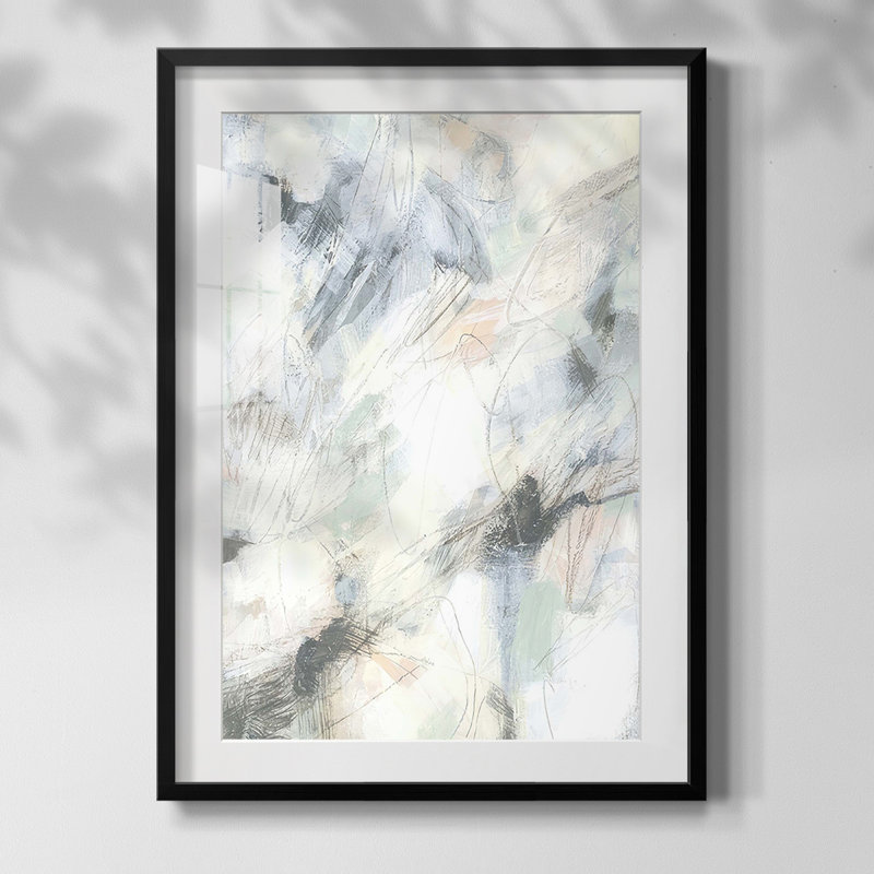 Impression sur cadre océanique II, Blanc, Papier avec cadre noir