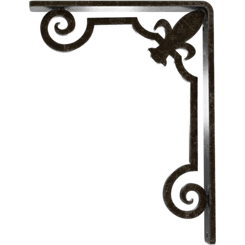 Support en fer forgé Fleur De Lis, Argenté antique chaleureux, H 8 po x l 1,5 po x P 5,5 po