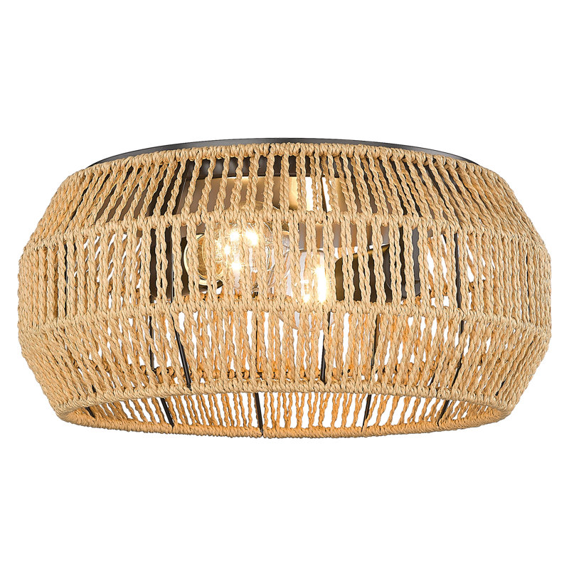 Plafonnier encastré 2 lumières 14,125 po Lanny, Noir/naturel
