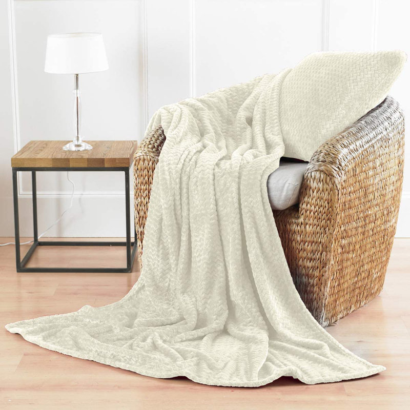 Saraland Plain Weave / Muslin Throw Blanket, Cream