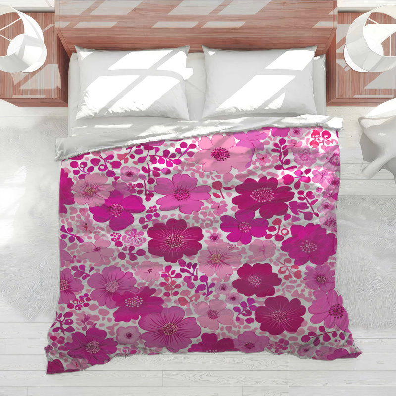 Édredon à motif floral bohème, Édredon simple, Floral rouge / rose