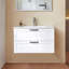 Meuble-lavabo mural de 31,5 po avec lavabo, deux grands tiroirs, système de fermeture en douceur et fabrication en bois massif