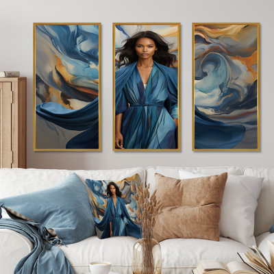 Blue And White Oceanic Fashion Couture -  Wall Art